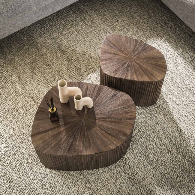 PS-Collection Maya Salontafel Set van 2 - Vierhoekig - 73x68x31cm - Bruin - Teak