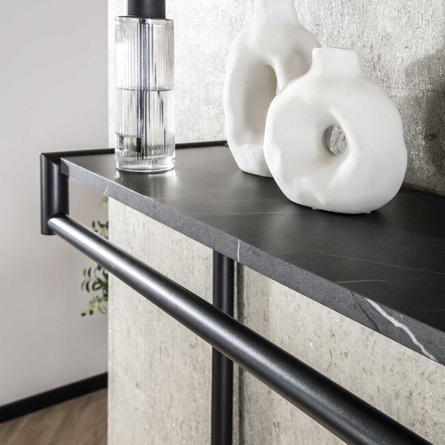 Roede 20 Haaks Kapstok - 100x27x80cm - Zwart/Bruin - Metaal/Melamine