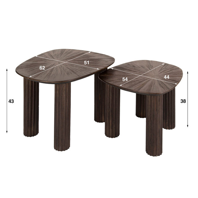 Salontafel Set van 2 Teakhout Espresso - Maya