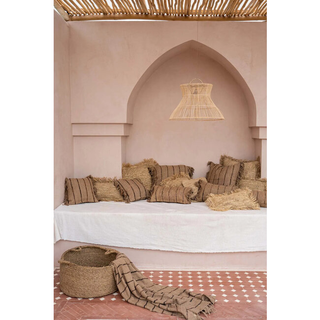 Plaid van katoen - Beige/Zwart - 170x130 cm