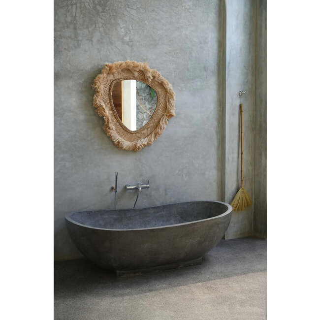 Wandspiegel La Contessa - Abaca Gras - Organische Vorm - Naturel - 80x80 cm