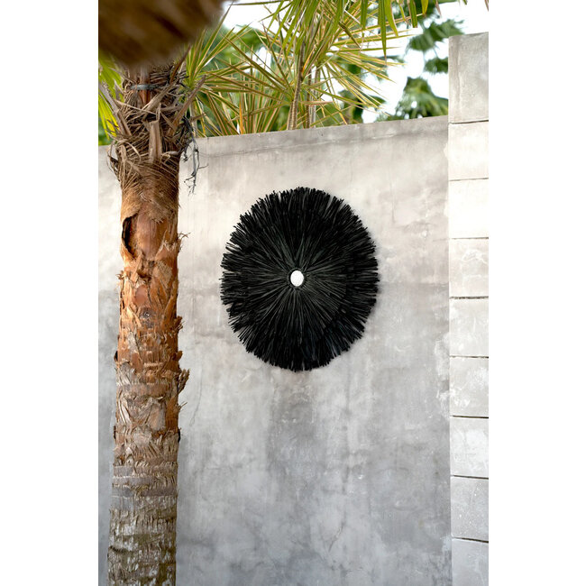 Wanddecoratie Juju - Zwart - Raffia - Ø50 cm