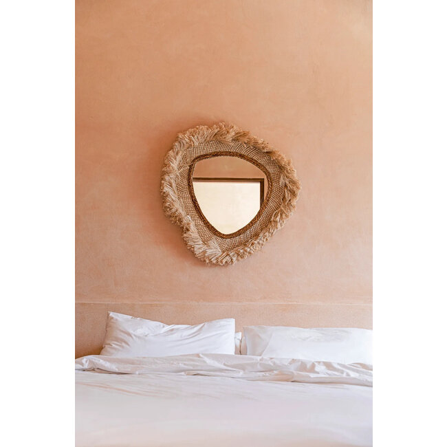 Wandspiegel La Contessa - Abaca Gras - Organische Vorm - Naturel - 80x80 cm