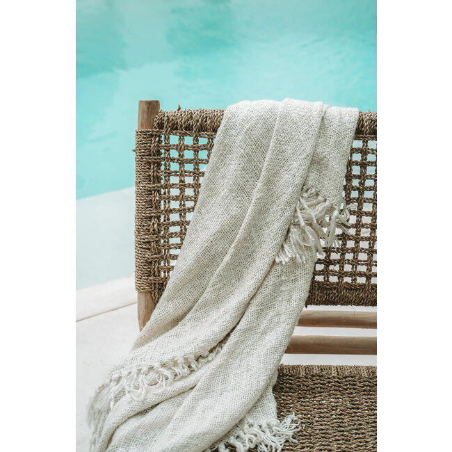 Plaid van katoen - Crèmekleur - 130x170 cm