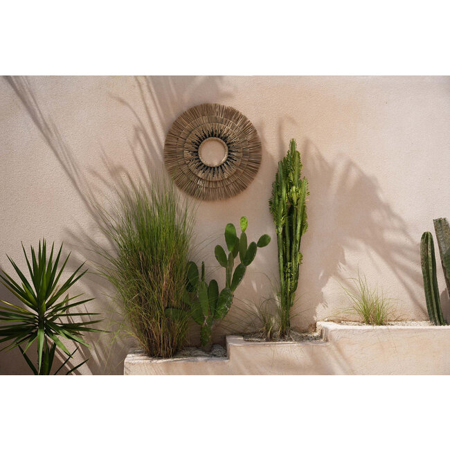 Mengdong Wanddecoratie - Gras/Katoen - Naturel/Zwart - Ø75 cm