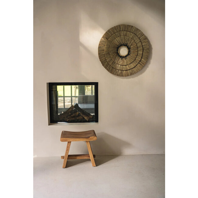 Mengdong Wanddecoratie - Gras/Katoen - Naturel/Zwart - Ø75 cm