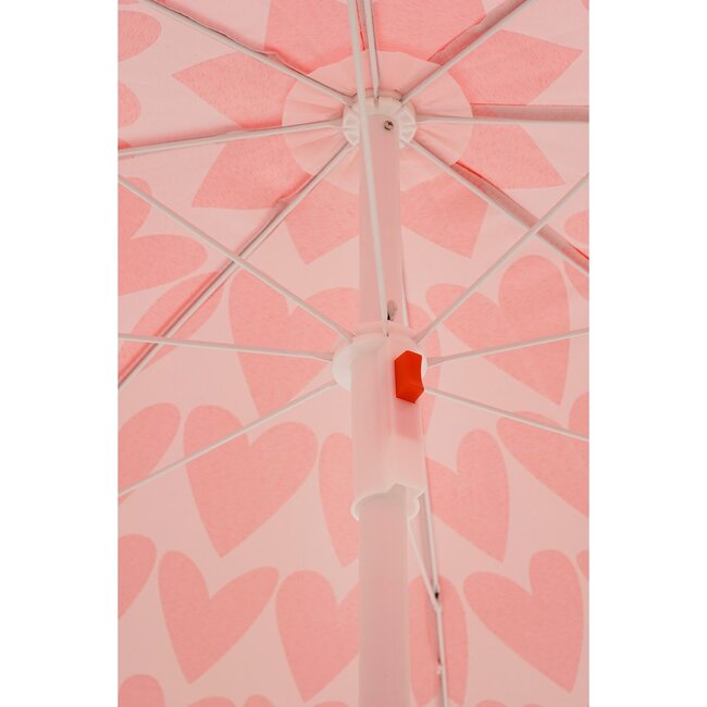 Strandparasol Roze met Hartjesprint - Ø160x180 cm