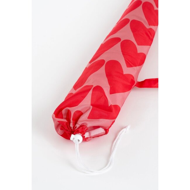 Strandparasol Roze met Hartjesprint - Ø160x180 cm