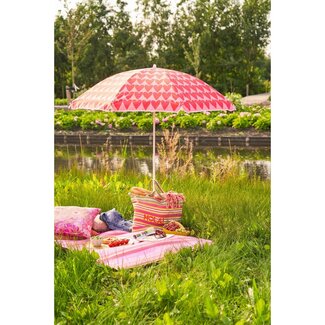 Strandparasol Roze met Hartjesprint - Ø160x180 cm