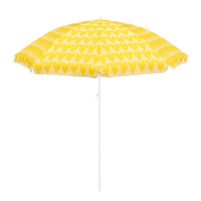 Strandparasol Geel met Hartjesprint - Ø160x180 cm