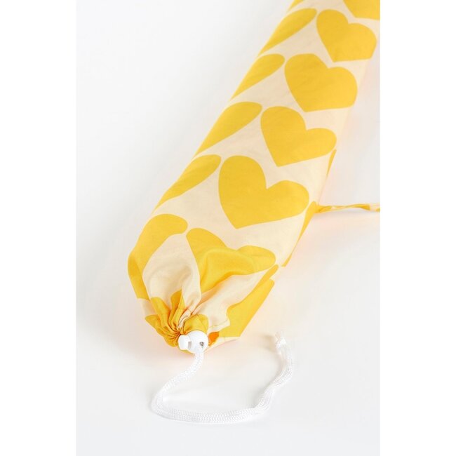 Strandparasol Geel met Hartjesprint - Ø160x180 cm