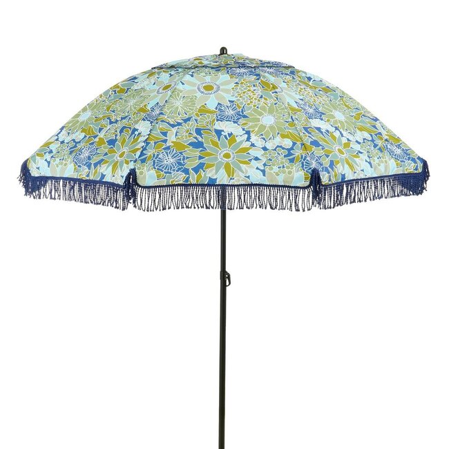 Parasol Blauw met Bloemenprint – Ø220x238 cm