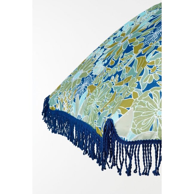 Parasol Blauw met Bloemenprint – Ø220x238 cm