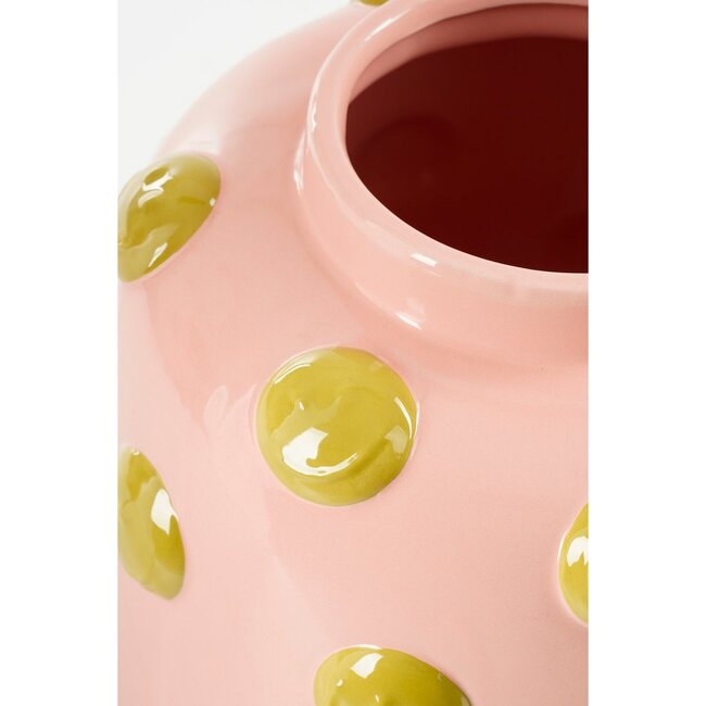 Vaas met Smileys - Keramiek - Lichtroze/Oker