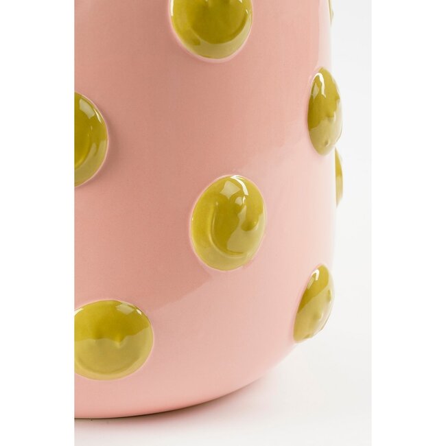 Vaas met Smileys - Keramiek - Lichtroze/Oker