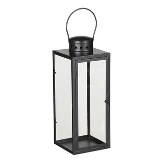 Zwarte Lantaarn - Metaal & Glas - 14x13x35 cm