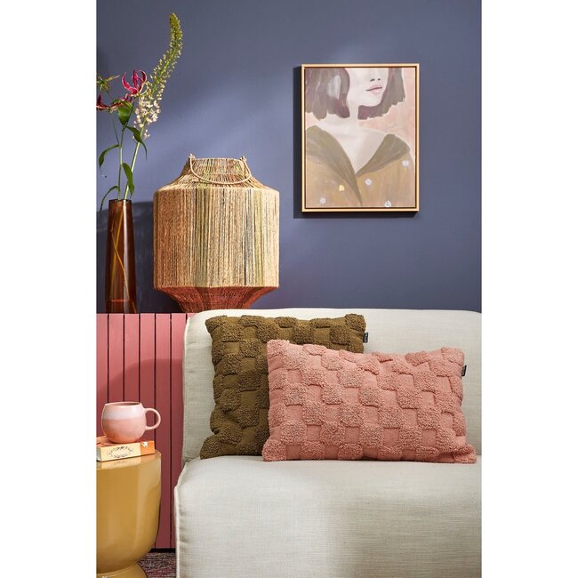 Jute Lantaarn - Naturel met Groene Accenten - ø40 cm