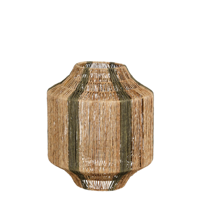 Jute Lantaarn - Naturel/Donkergroen - ø30 cm