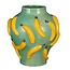 Bloempot Keramiek - Bananenreliëf - Groen/Geel - Ø34 cm
