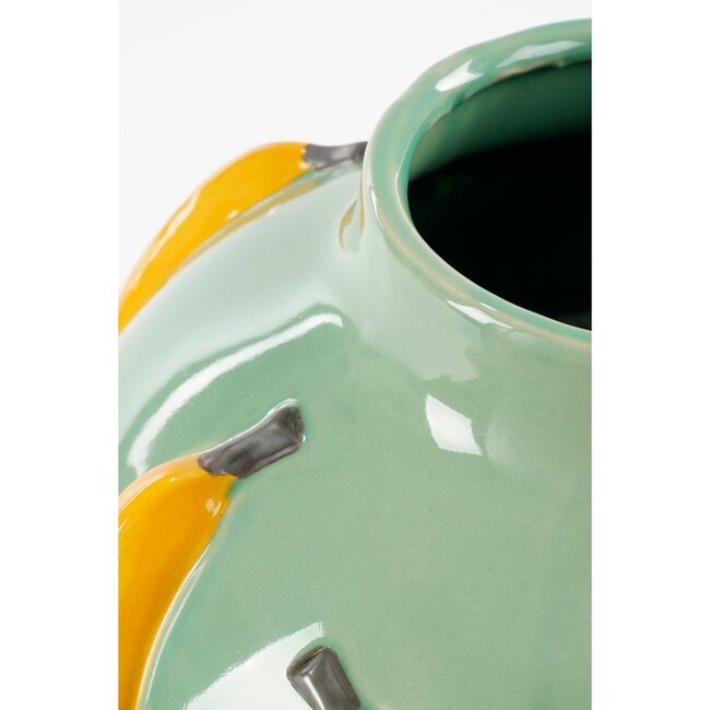 Bloempot Keramiek - Bananenreliëf - Groen/Geel - Ø34 cm