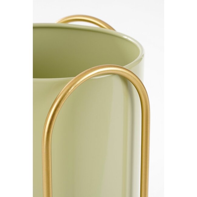 Bloempot op Standaard - Metaal - Lichtgroen/Goud - Set van 2