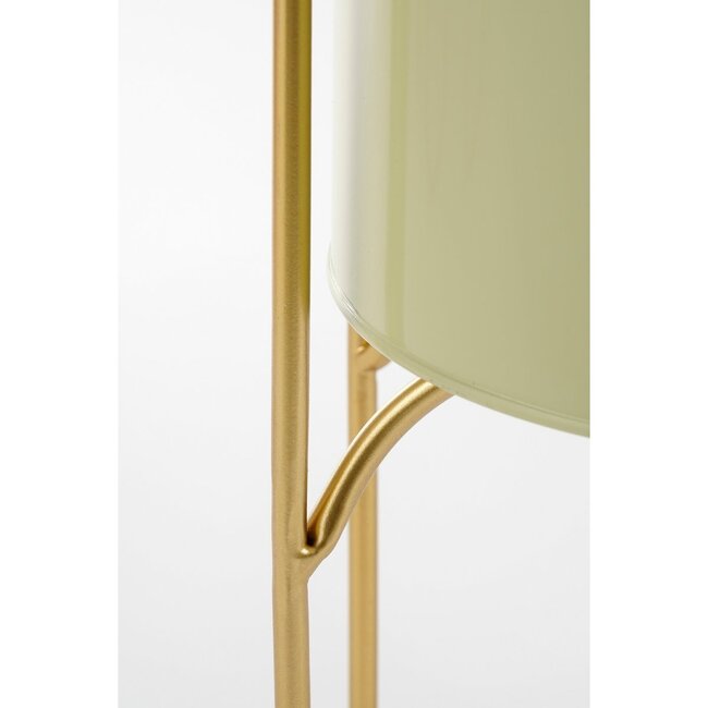 Bloempot op Standaard - Metaal - Lichtgroen/Goud - Set van 2