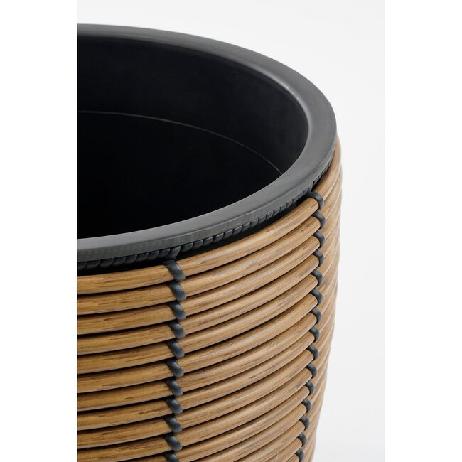 Bloempot Buiten - Set van 3 - Gerecycled Plastic - Bruin - Ø40x36cm