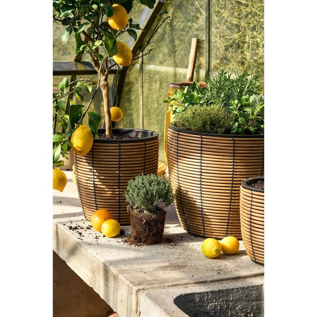 Bloempot Buiten - Set van 3 - Gerecycled Plastic - Bruin - Ø40x36cm