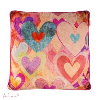 Imbarro Sierkussen Hearts Hesty - Velours - Multi/Paars - 50x50 cm