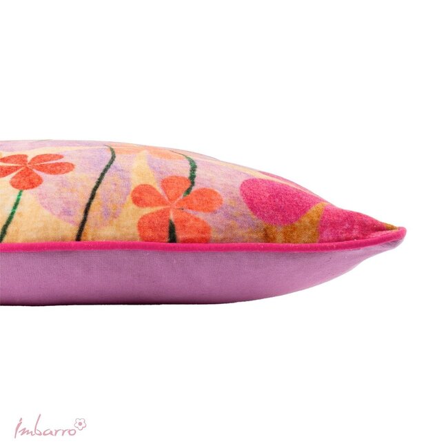 Sierkussen Flowers Kiran - Velours - Multi/Paars - 50x50 cm