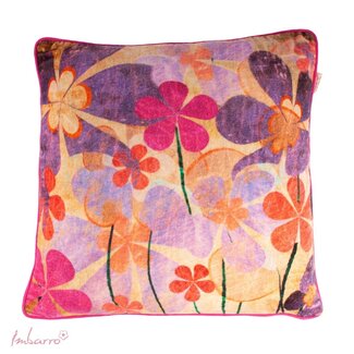 Imbarro Sierkussen Flowers Kiran - Velours - Multi/Paars - 50x50 cm
