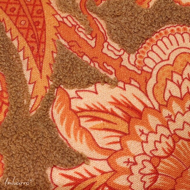 Rond Meditatiekussen Fara - Velours - Yoga Poef met Bloemenprint - 45x10 cm