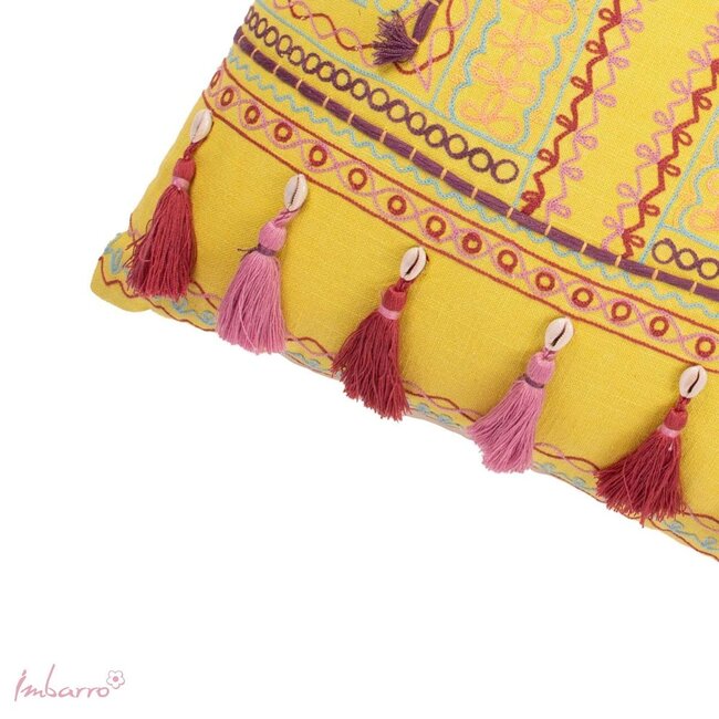 Sierkussen Paros - Katoen/Velvet - Geel - 45x45 cm