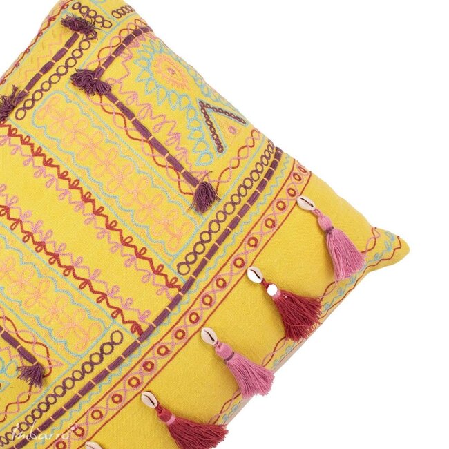 Sierkussen Paros - Katoen/Velvet - Geel - 45x45 cm