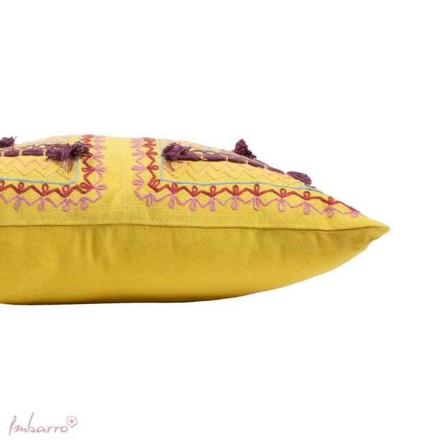 Imbarro Sierkussen Paros - Katoen/Velvet - Geel - 45x45 cm