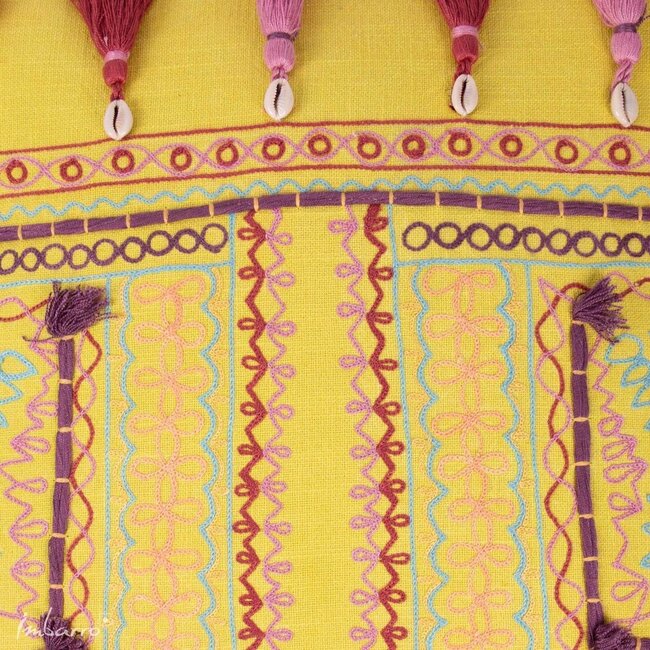 Imbarro Sierkussen Paros - Katoen/Velvet - Geel - 45x45 cm