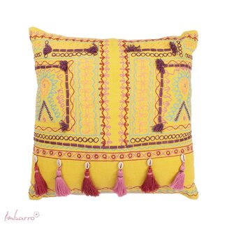Sierkussen Paros - Katoen/Velvet - Geel - 45x45 cm