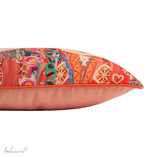 Sierkussen Shaila - Gerecycled PET - Oranje/Rood - 35x70 cm