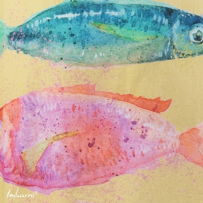 Imbarro Keukenschort McFish - One Size - Geel/Roze - Katoen