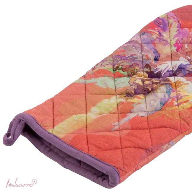 Imbarro Ovenwanten Palmtree - Set van 2 - Paars/Roze - Katoen