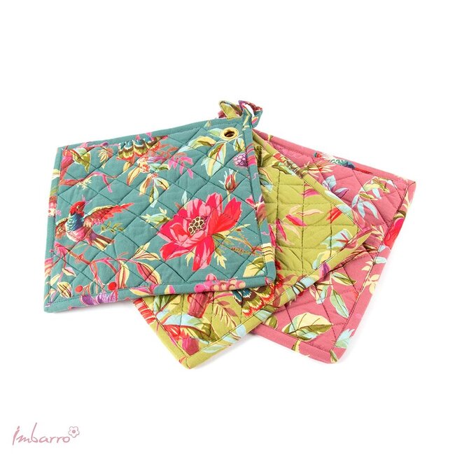 Imbarro Pannenlappen Paradise Rose - Set van 2 - Roze - Katoen