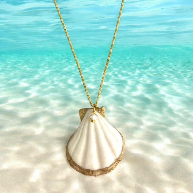 Schelpketting met Parel - Verguld Zilver - Zomerse Sieraden