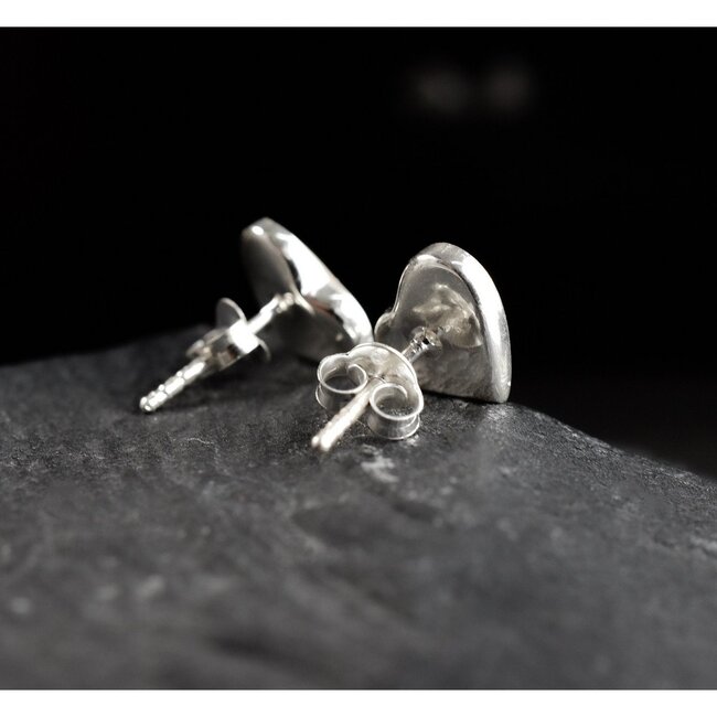 Hart Oorknopjes - 925 Zilver - Parelmoer Oorbellen