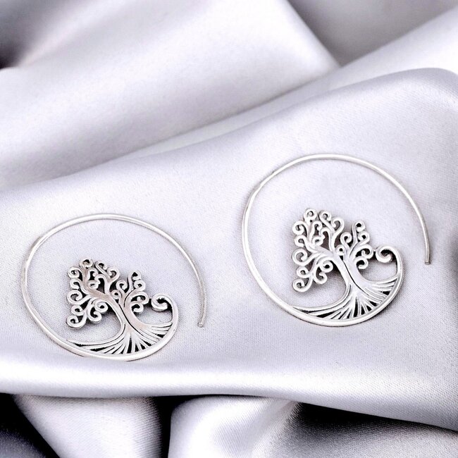 Levensboom Oorbellen - 925 Zilver - Spirituele Sieraden - Handgemaakt