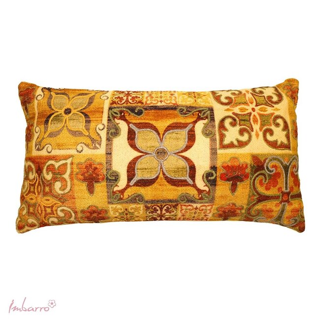 Imbarro Sierkussen Penny - Katoen Canvas - Ecru/Geel - 35x70 cm