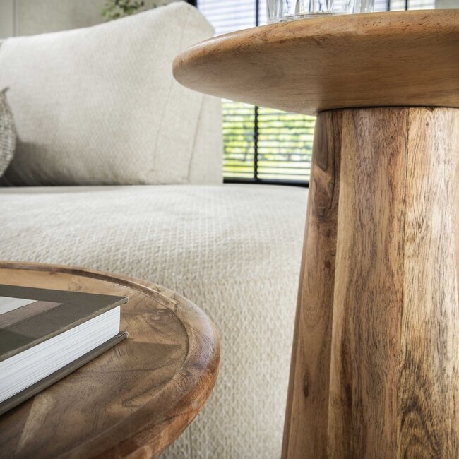 PS-Collection Bijzettafel Set van 2 - Cone - Naturel - Acaciahout - Ø30/Ø40 cm