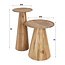 PS-Collection Bijzettafel Set van 2 - Cone - Naturel - Acaciahout - Ø30/Ø40 cm