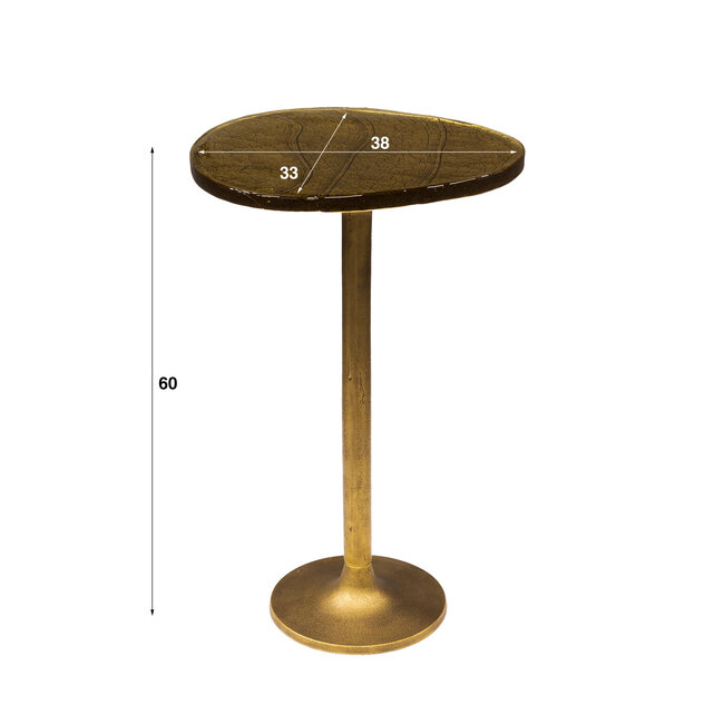 Bijzettafel Glas Metaal Antiek Goud - Eclipse Hoog