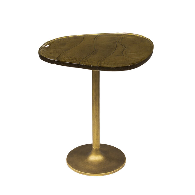 Bijzettafel Glas Metaal Antiek Goud M - Eclipse