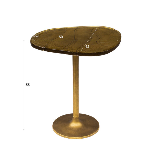 Bijzettafel Glas Metaal Antiek Goud M - Eclipse